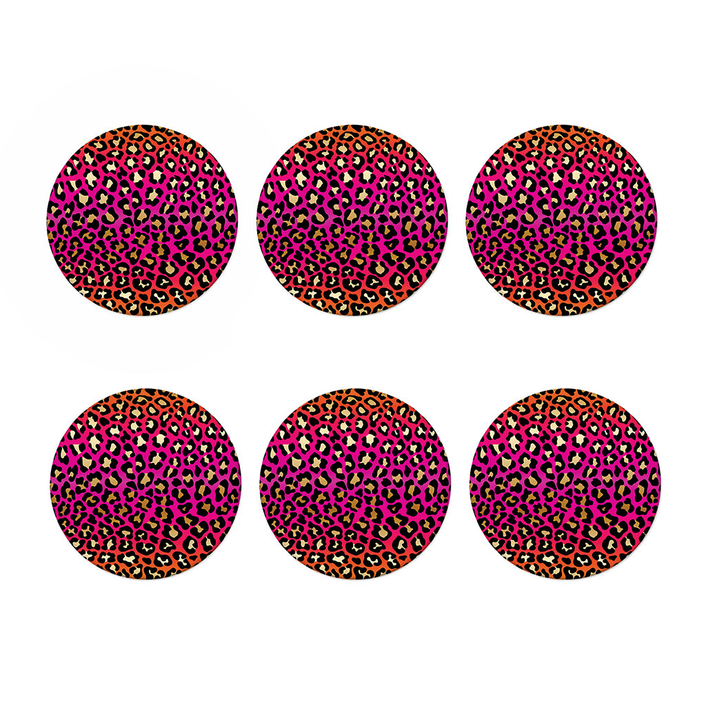 Orange And Purple Leopard Print Coaster Set