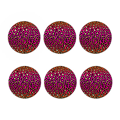 Orange And Purple Leopard Print Coaster Set