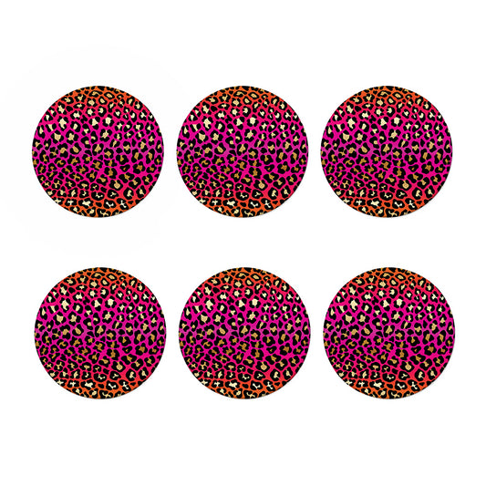 Orange And Purple Leopard Print Coaster Set