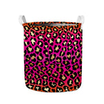 Orange And Purple Leopard Print Collapsible Laundry Basket