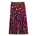 Orange And Purple Leopard Print Cotton Front Slit Maxi Skirt
