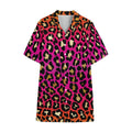 Orange And Purple Leopard Print Cotton Hawaiian Shirt