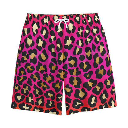 Orange And Purple Leopard Print Cotton Shorts