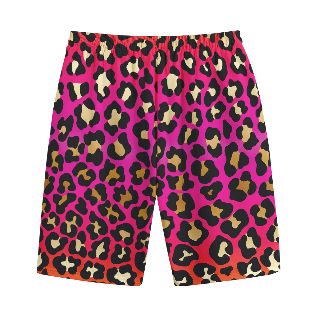Orange And Purple Leopard Print Cotton Shorts
