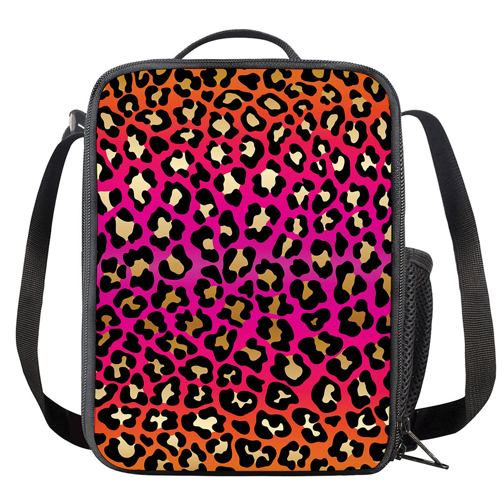 Orange And Purple Leopard Print Crossbody Lunch Bag
