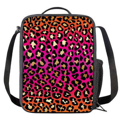Orange And Purple Leopard Print Crossbody Lunch Bag