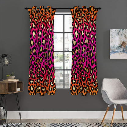 Orange And Purple Leopard Print Curtain