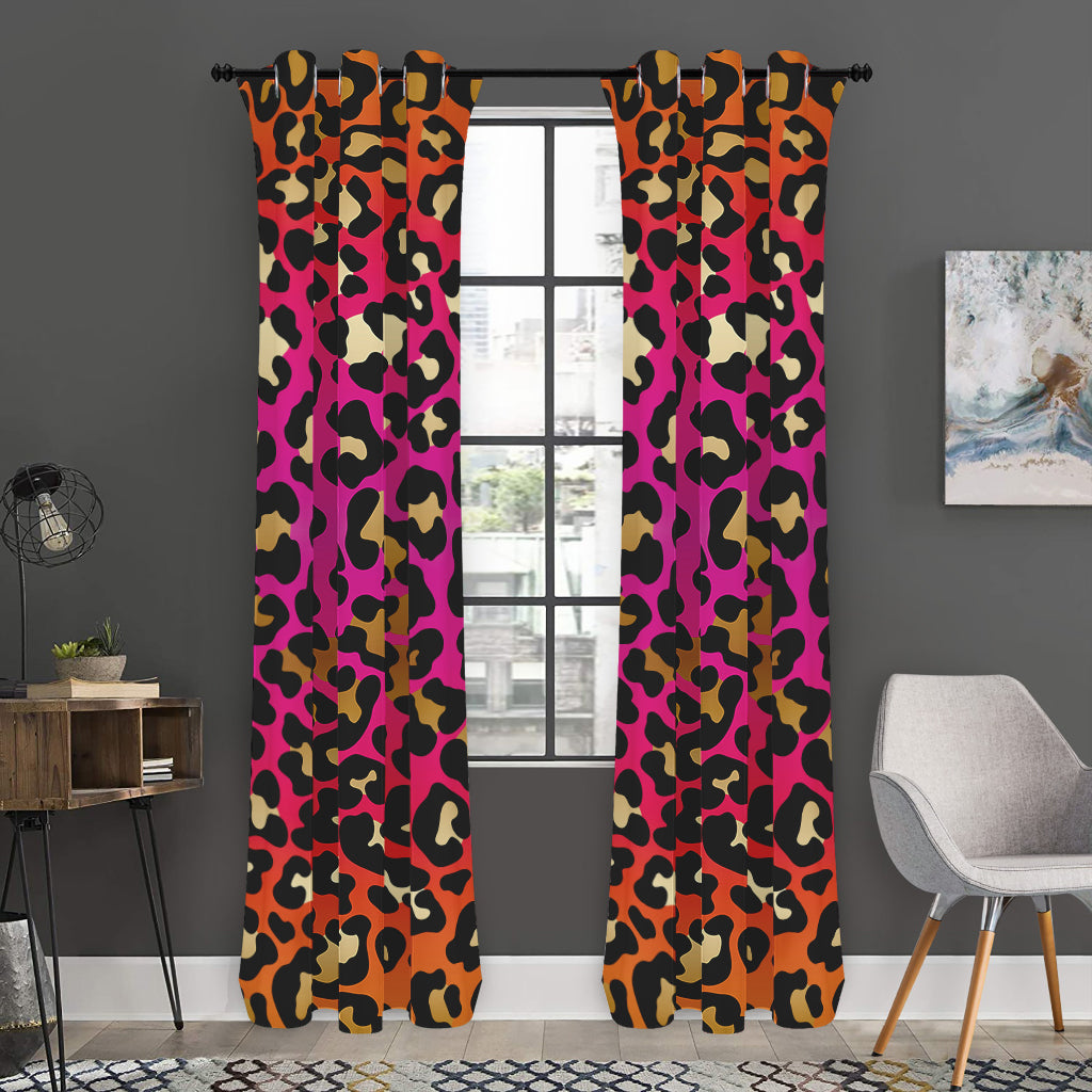 Orange And Purple Leopard Print Curtain