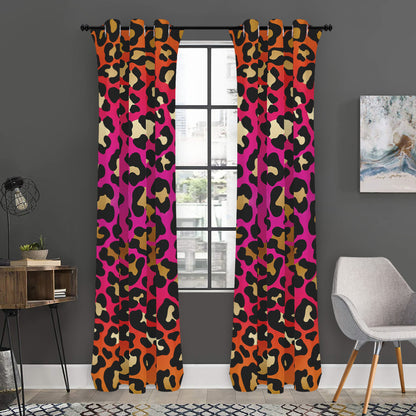 Orange And Purple Leopard Print Curtain