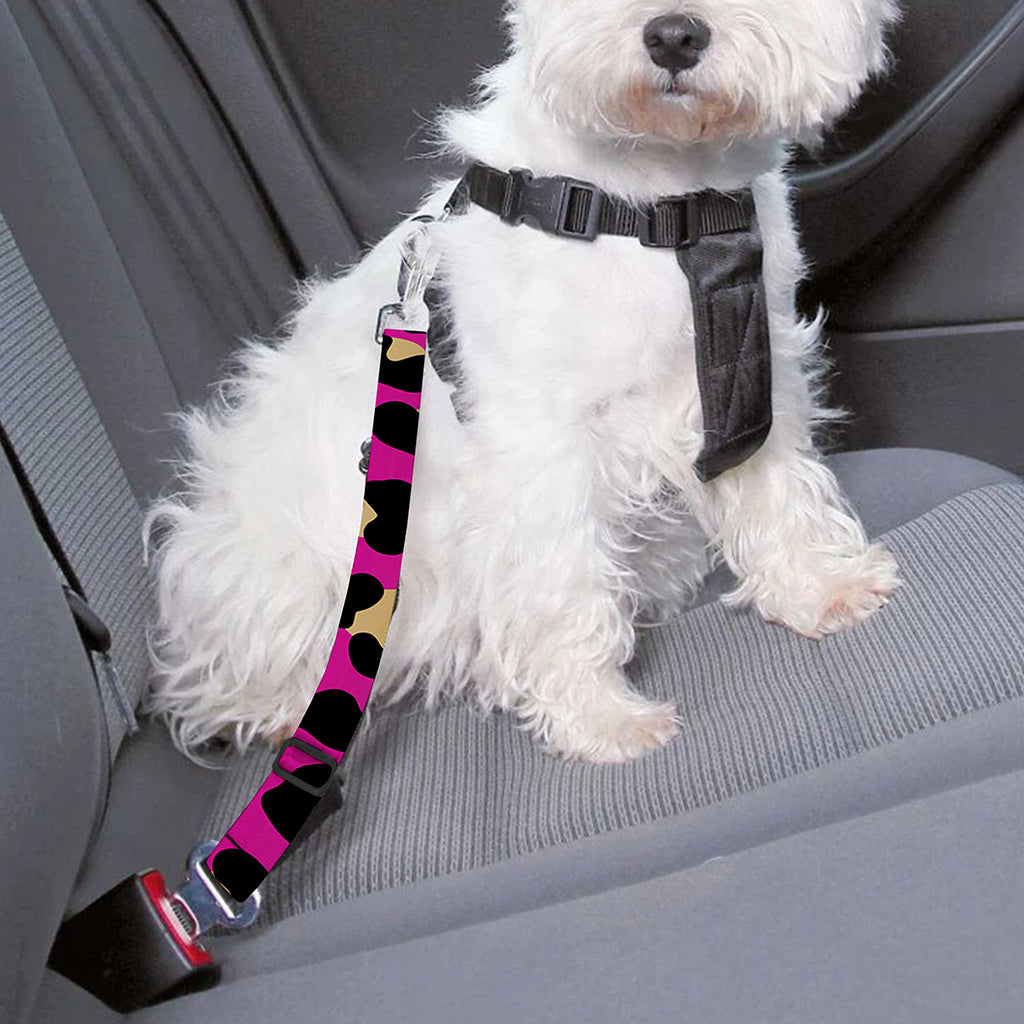 Orange And Purple Leopard Print Dog Seat Belt