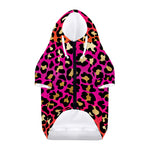 Orange And Purple Leopard Print Dog Zip Up Hoodie