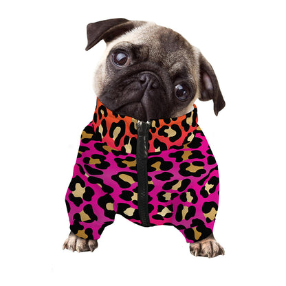 Orange And Purple Leopard Print Dog Zip Up Jacket