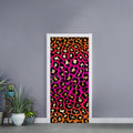 Orange And Purple Leopard Print Door Sticker
