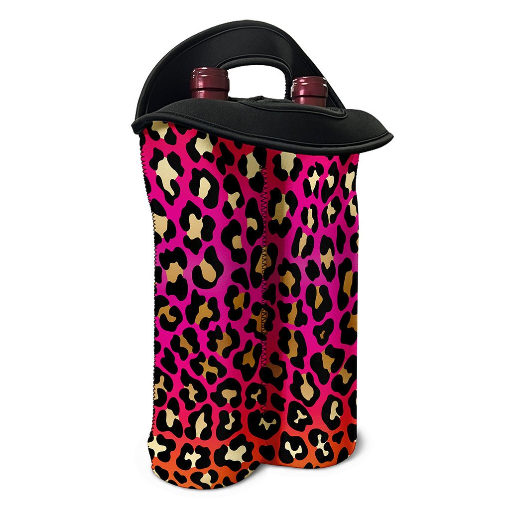 Orange And Purple Leopard Print Double Neoprene Wine Tote