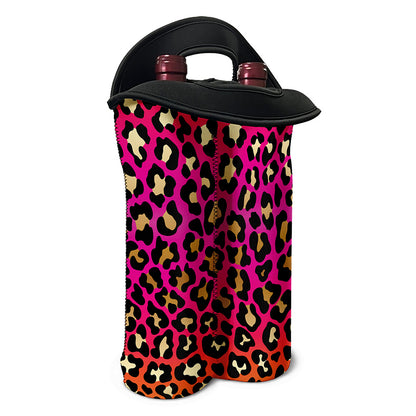 Orange And Purple Leopard Print Double Neoprene Wine Tote