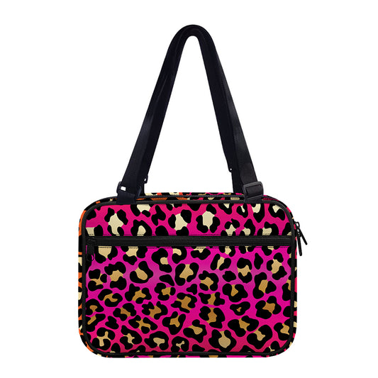 Orange And Purple Leopard Print Double Strap Bible Bag