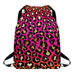 Orange And Purple Leopard Print Drawstring Backpack