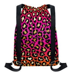 Orange And Purple Leopard Print Drawstring Backpack