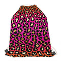 Orange And Purple Leopard Print Drawstring Bag