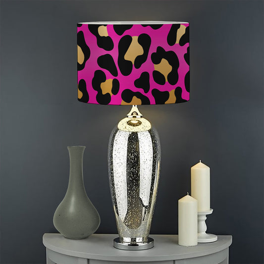 Orange And Purple Leopard Print Drum Lamp Shade