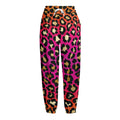 Orange And Purple Leopard Print Fleece Lined Knit Pants