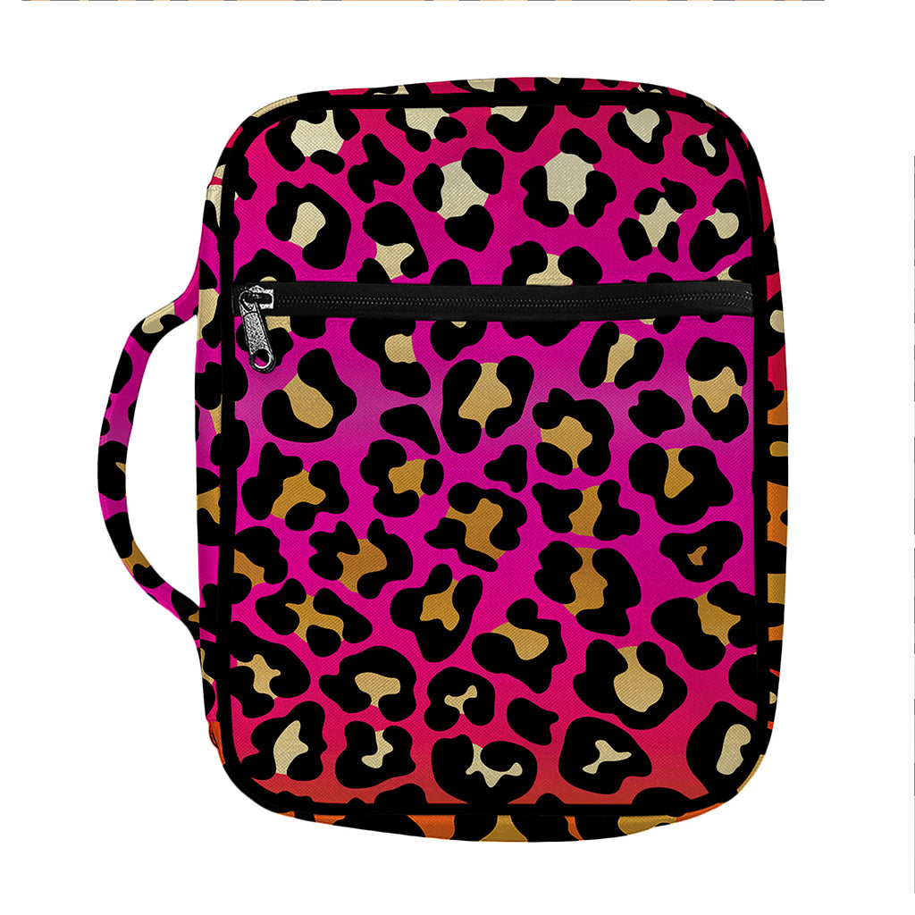 Orange And Purple Leopard Print Front Pocket Bible Bag