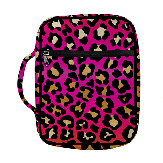 Orange And Purple Leopard Print Front Pocket Bible Bag