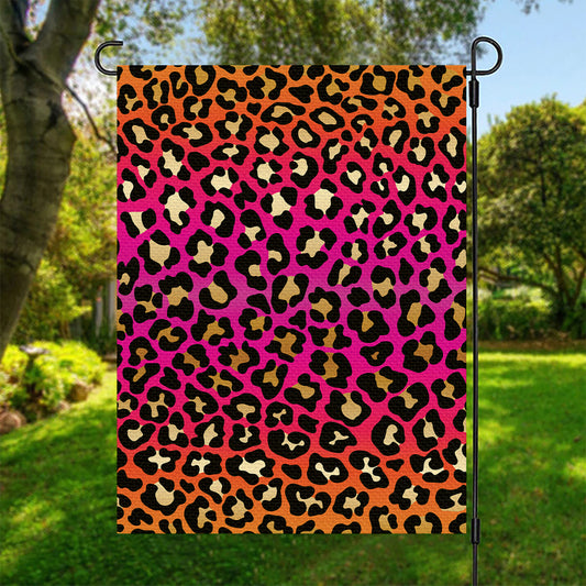 Orange And Purple Leopard Print Garden Flag