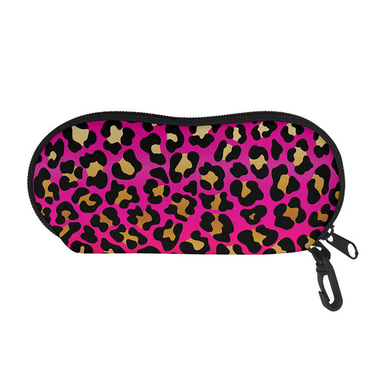 Orange And Purple Leopard Print Glasses Case