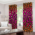 Orange And Purple Leopard Print Grommet Curtains