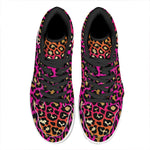 Orange And Purple Leopard Print High Top Leather Sneakers