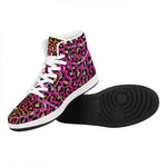 Orange And Purple Leopard Print High Top Leather Sneakers