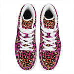 Orange And Purple Leopard Print High Top Leather Sneakers