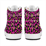 Orange And Purple Leopard Print High Top Leather Sneakers