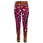 Orange And Purple Leopard Print High-Waisted Pocket Leggings