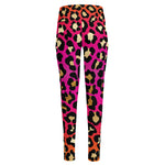 Orange And Purple Leopard Print High-Waisted Pocket Leggings
