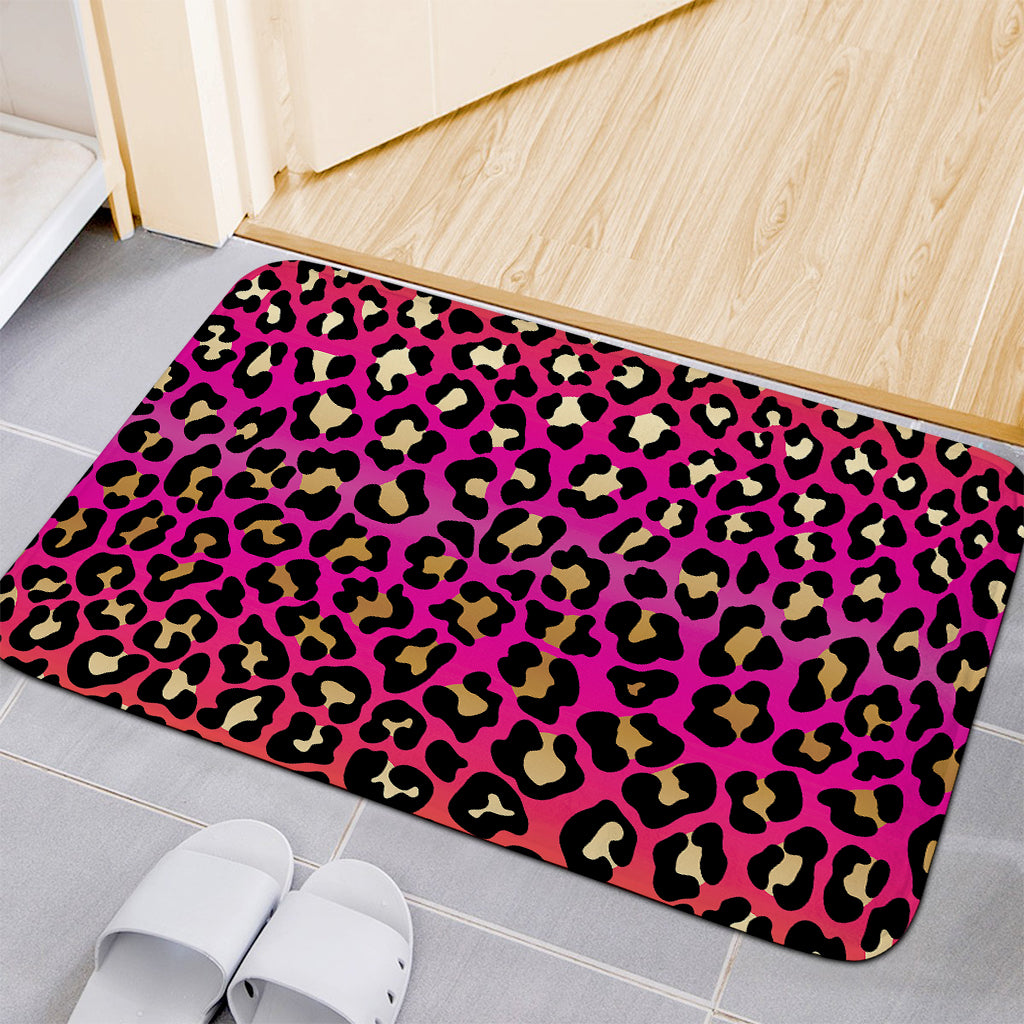 Orange And Purple Leopard Print Indoor Door Mat