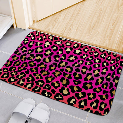 Orange And Purple Leopard Print Indoor Door Mat