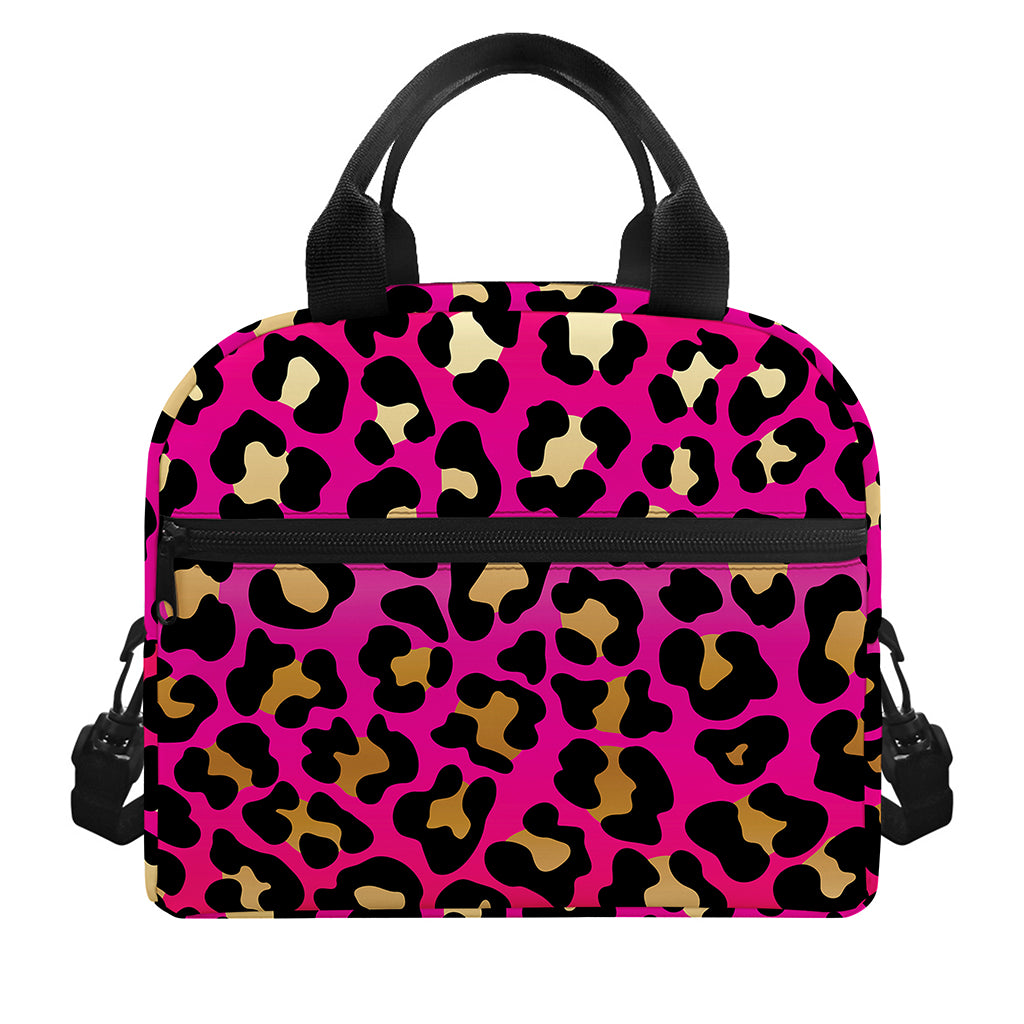 Orange And Purple Leopard Print Insulated Lunch Bag