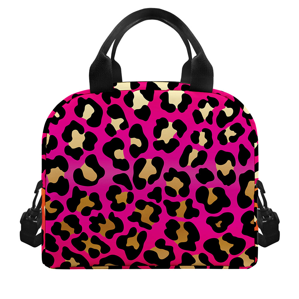 Orange And Purple Leopard Print Insulated Lunch Bag