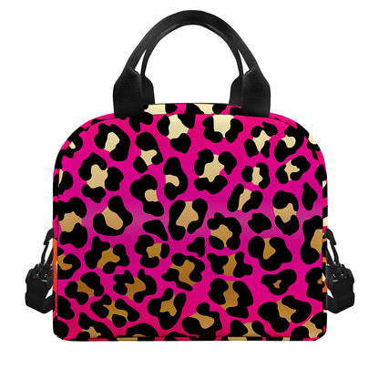 Orange And Purple Leopard Print Insulated Lunch Bag