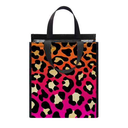 Orange And Purple Leopard Print Insulated Lunch Tote