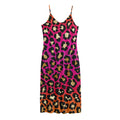 Orange And Purple Leopard Print Jersey Midi Cami Dress