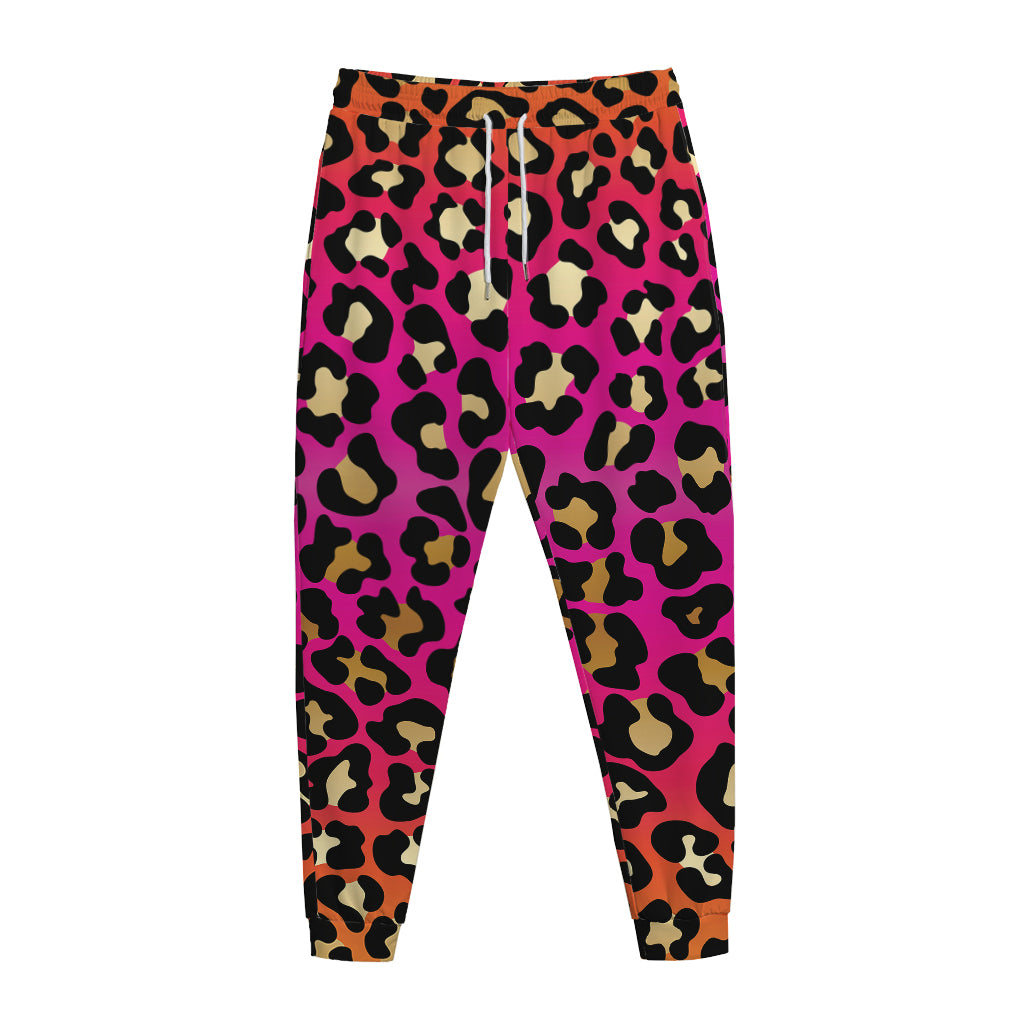 Orange And Purple Leopard Print Jogger Pants