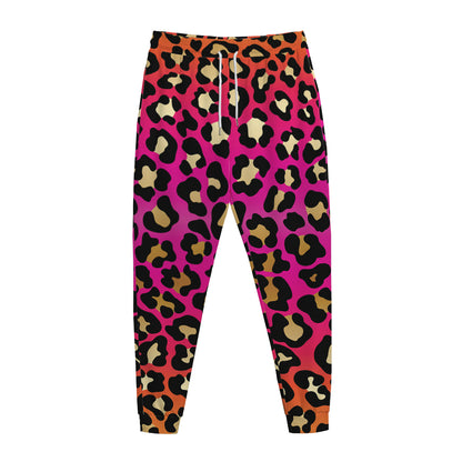 Orange And Purple Leopard Print Jogger Pants