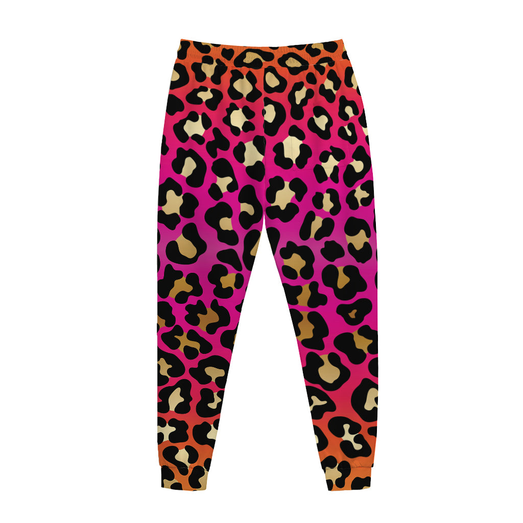Orange And Purple Leopard Print Jogger Pants