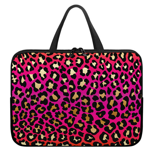 Orange And Purple Leopard Print Laptop Sleeve With Handle