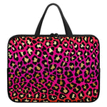 Orange And Purple Leopard Print Laptop Sleeve With Handle