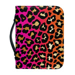 Orange And Purple Leopard Print Leather Bible Cover