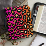 Orange And Purple Leopard Print Leather Bible Cover